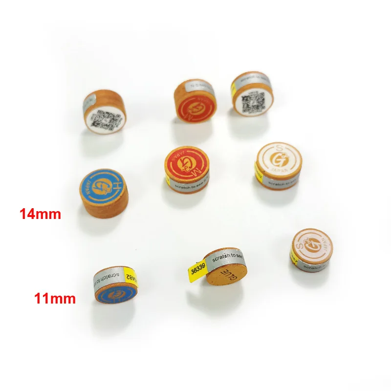 

xmlivet 10pcs/lot 14mm Billiard cue tips Taiwan 11mm snooker tips brown Hardness in S/M/H Pool cue stick accessories