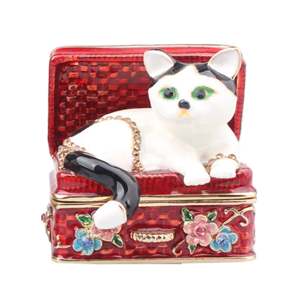 Bejeweled Kitty Trinket Box, Cat Figurine, Ring Holder, Necklace, Earring, Birthday Gift