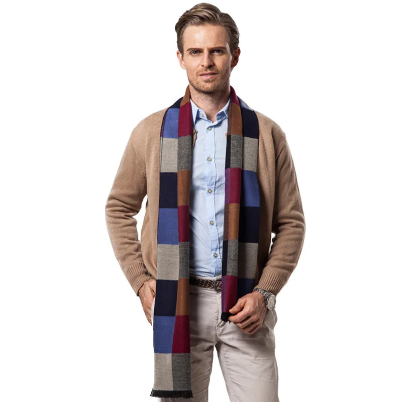 paul smith scarves FS Man Luxury Brand Fashion Cashmere Wool Plaid Scarf Men Designer Shawl Winter 2018 Soft Wraps Warm Casual Scarves barbour scarf mens Scarves