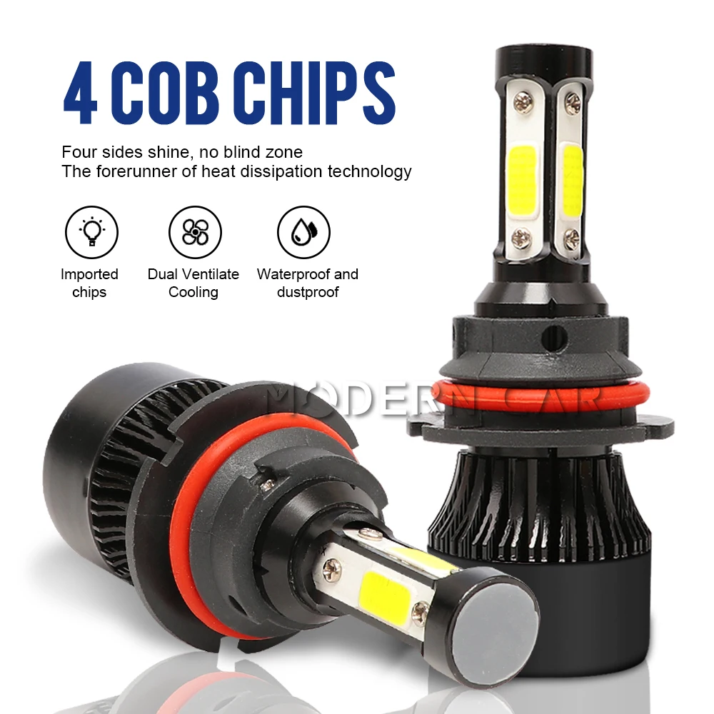 Современный автомобиль 4 боковые COB авто фары лампы H7 Led H11 9005 9006 9012 дальнего