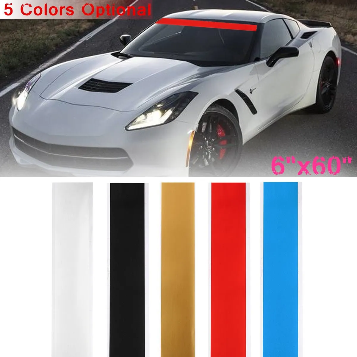 

6"x60" Vinyl Windshield Banner Decal Strip Racing Stripe Sticker Window Visor