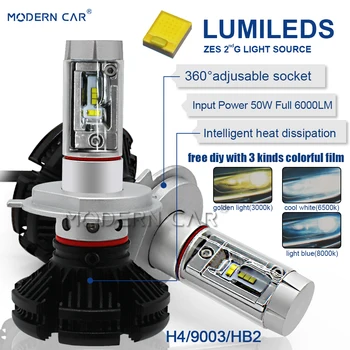 

Modern Car H4 Led Lamp Bulb Zes Chip H4/9003/HB2 6000LM/pcs Headlight High Low Beam LED Headlight Hi/Lo 12V 24V Headlamp bulbs