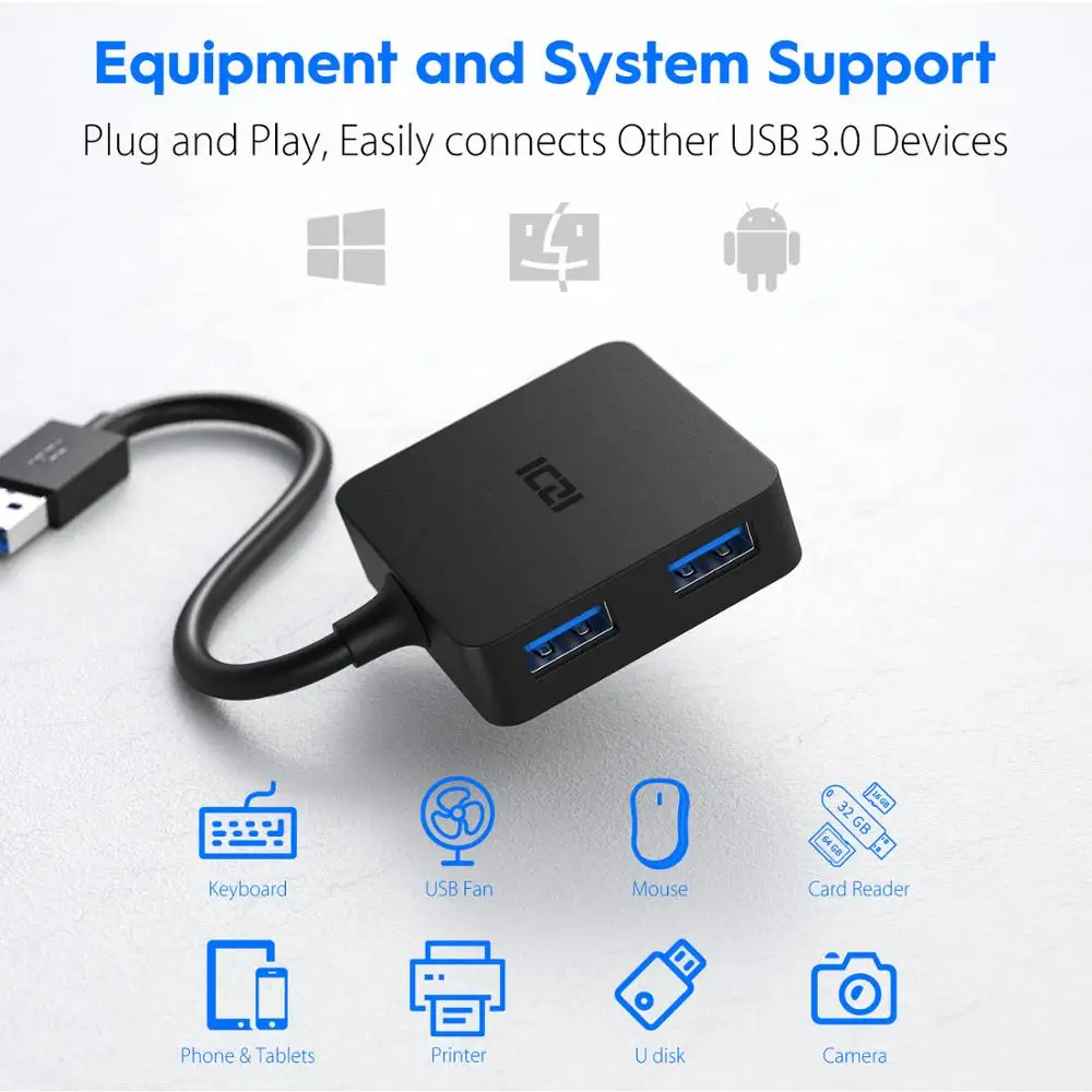 ICZI Ультра маленький USB концентратор 4 порта USB 3,0 для ПК ноутбук аксессуары для Macbook Air DELL hp LENOVO ASUS и т. д