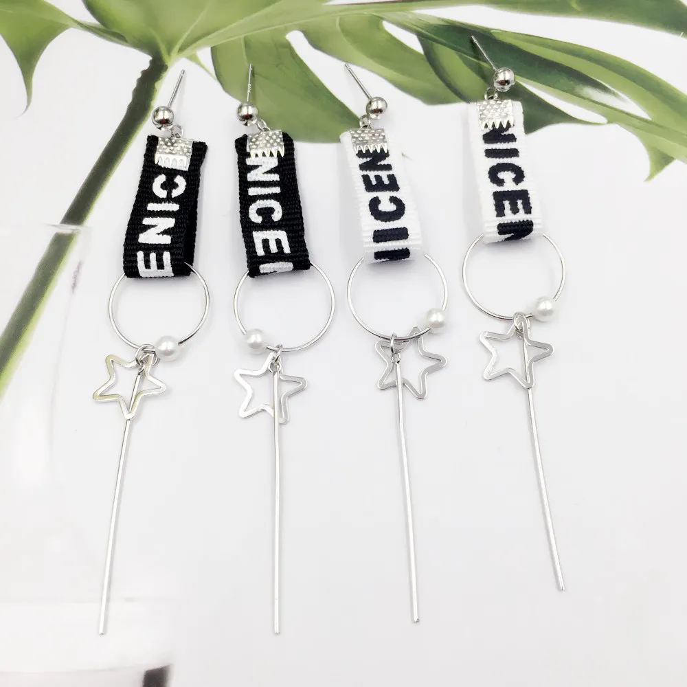 

New 925 Sterling Silver Star Long Tassel Earrings for Women Vintage Letter Drop Earring Lady Wedding Jewelry Brincos