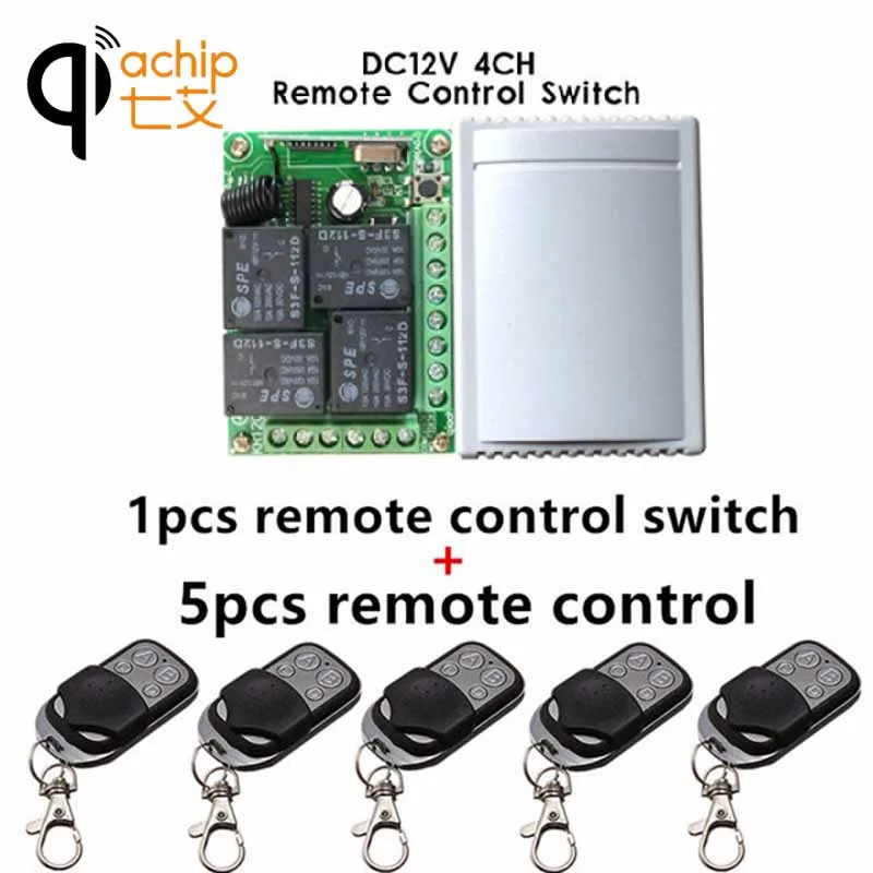 433Mhz-Universal-Wireless-Remote-Control-Switch-DC12V-4CH-relay-Receiver-Module-and-5pcs-4-channel-RF
