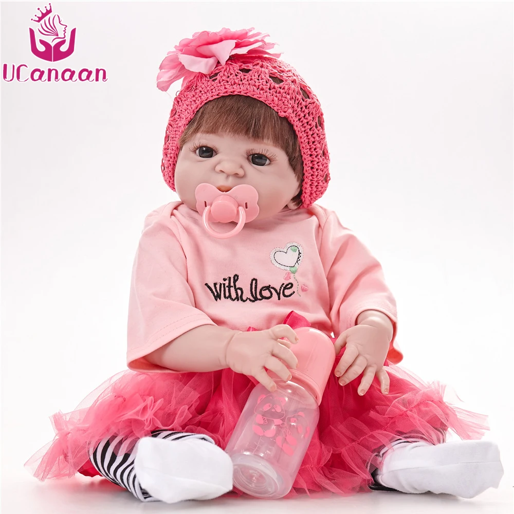 

UCanaan 55CM Silicone Reborn Baby Doll 22'' Lifelike Newborn Baby Toys For Girls Doll Alive Real Look Christmas Gift For Kids
