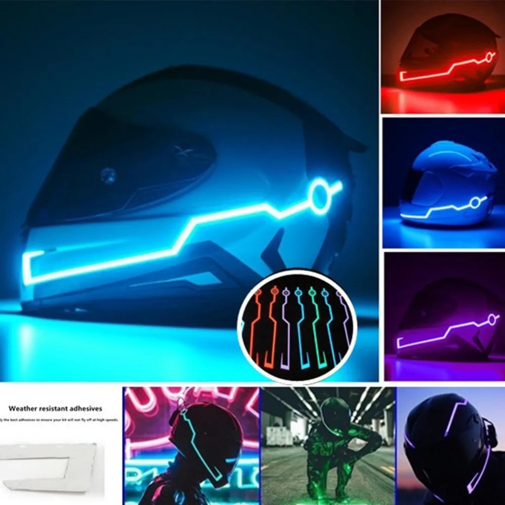 Durable Motorcycle Helmet EL Cold Light LED Lamp Band Mode Night Time