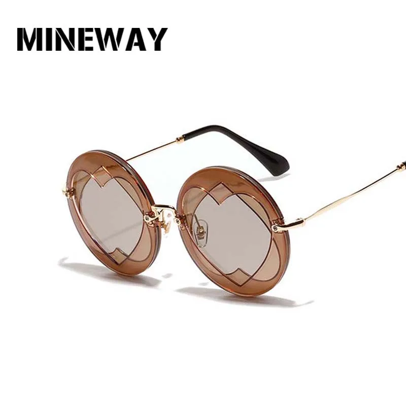 Женские солнцезащитные очки MINEWAY круглые линзы в форме сердца без оправы