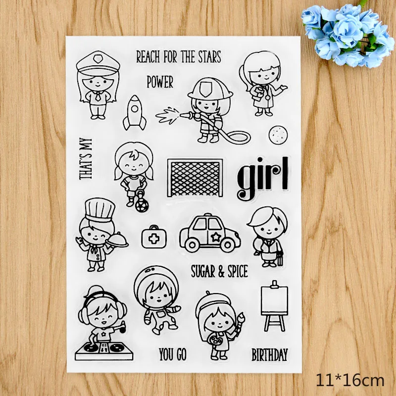 

Girls of all professions Transparent Clear Silicone Stamp/seal for DIY Scrapbooking/ Album Decorative Clear Stamp Sheets QYA433