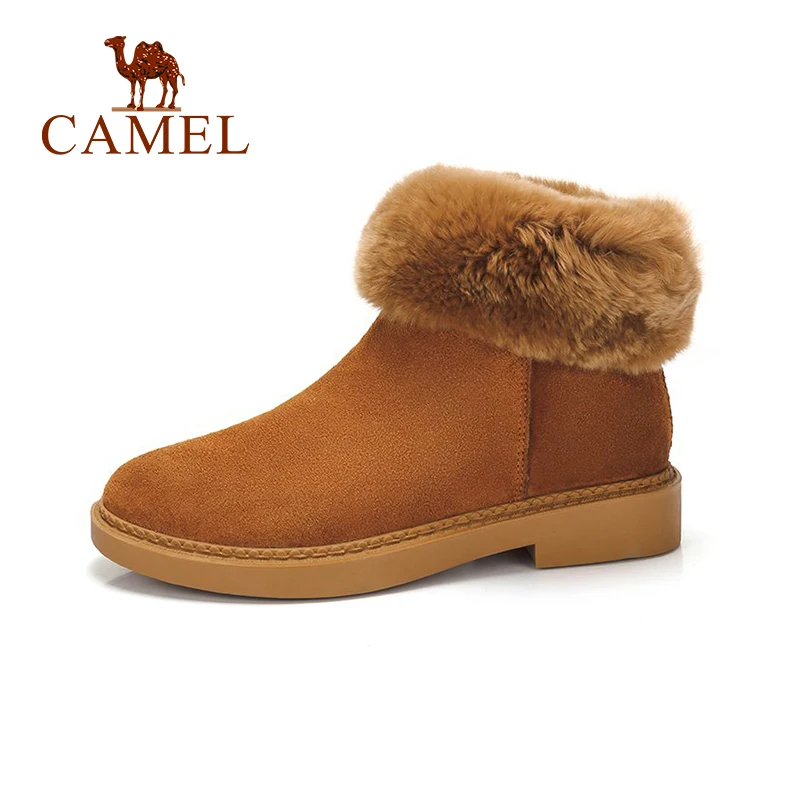 

CAMEL Snow Boots Shoes Women Winter Cute Playful Style Boots Shoes Women Plus Velvet Keep Warm Long hair Shoes