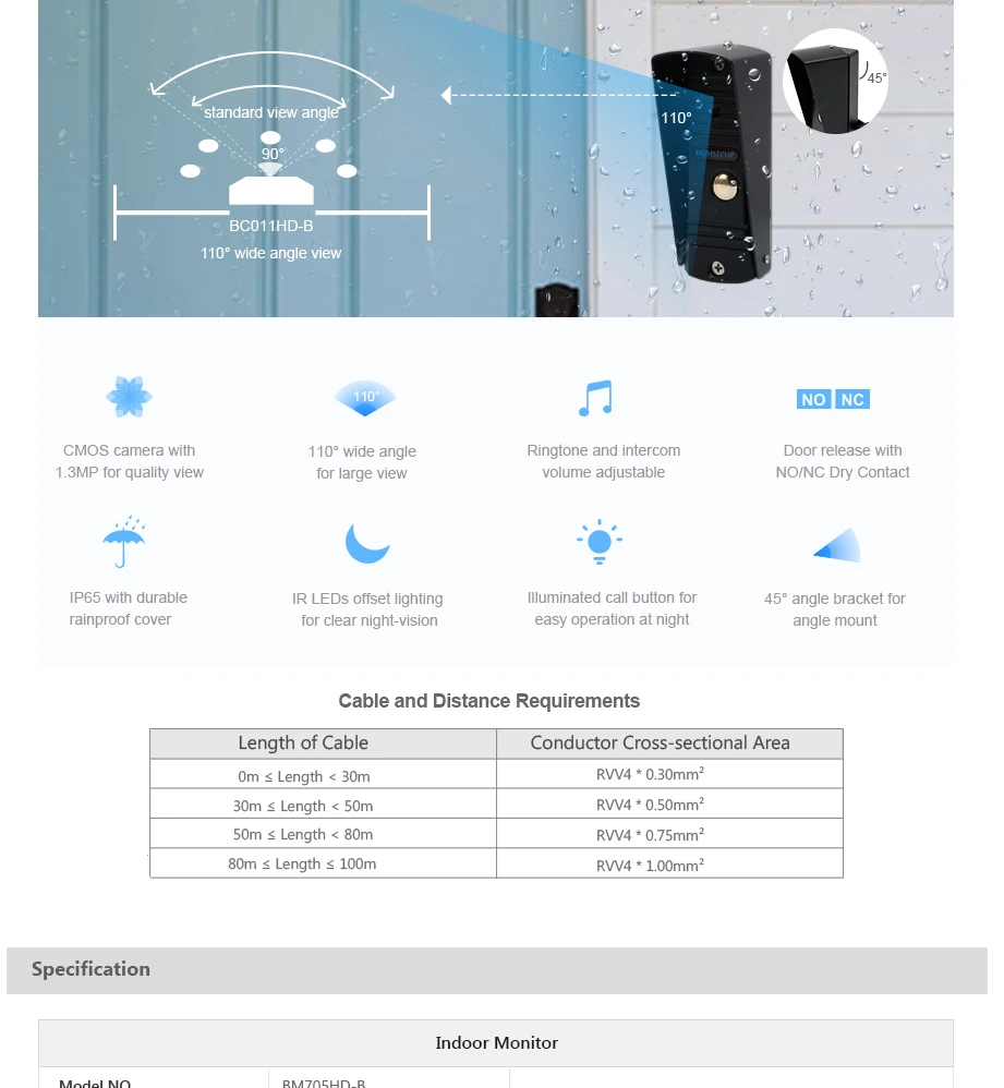 HOMSECUR 960 P AHD1.3MP видео домофон вызова системы с наружное наблюдение, запись и снимок (BC011HD-B + BM705HD-B)