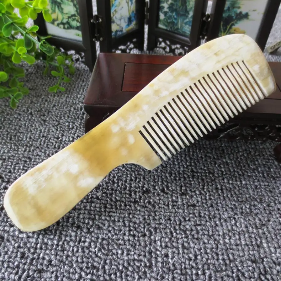

12cm/16cm Natural Buffalo horn Comb Wide Tooth No-static head Massage Hair Brush Health care Hairbrush beard combs peine