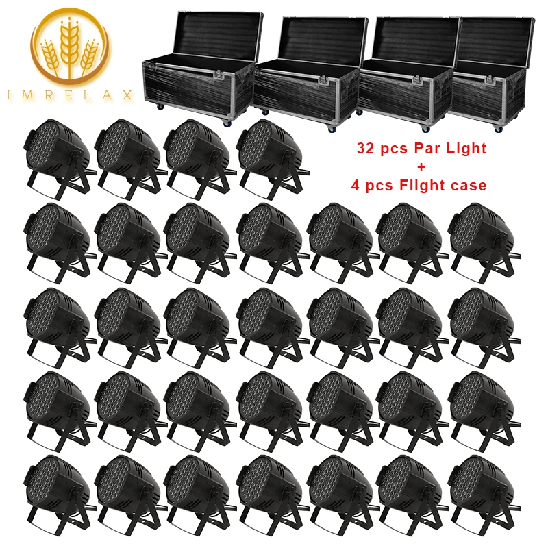 

IMRELAX 32pcs Big Power Supply 54x3w RGBW 4in1 LED Par Light With Flight Case Package With High Quality For Party Stage KTV