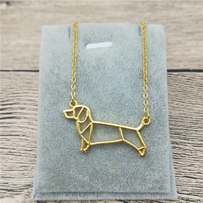 

New Origami Dachshund Necklace Dachshund Charm Female Male Gift Necklace Fashion Women Jewellery Geometric Jewellery