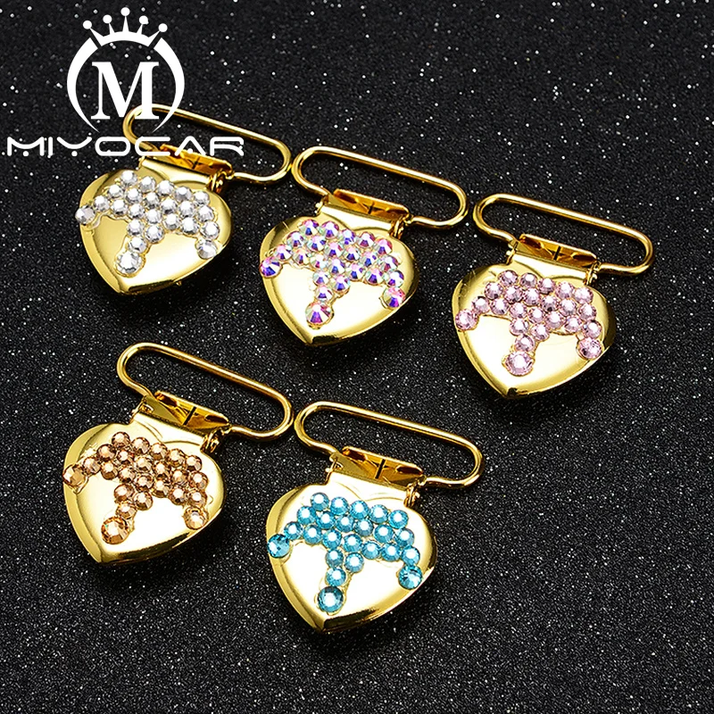 

MIYOCAR unique handmade bling colorful crown heart shape pacifier clip dummy clip pacifier holder handmade material SP029