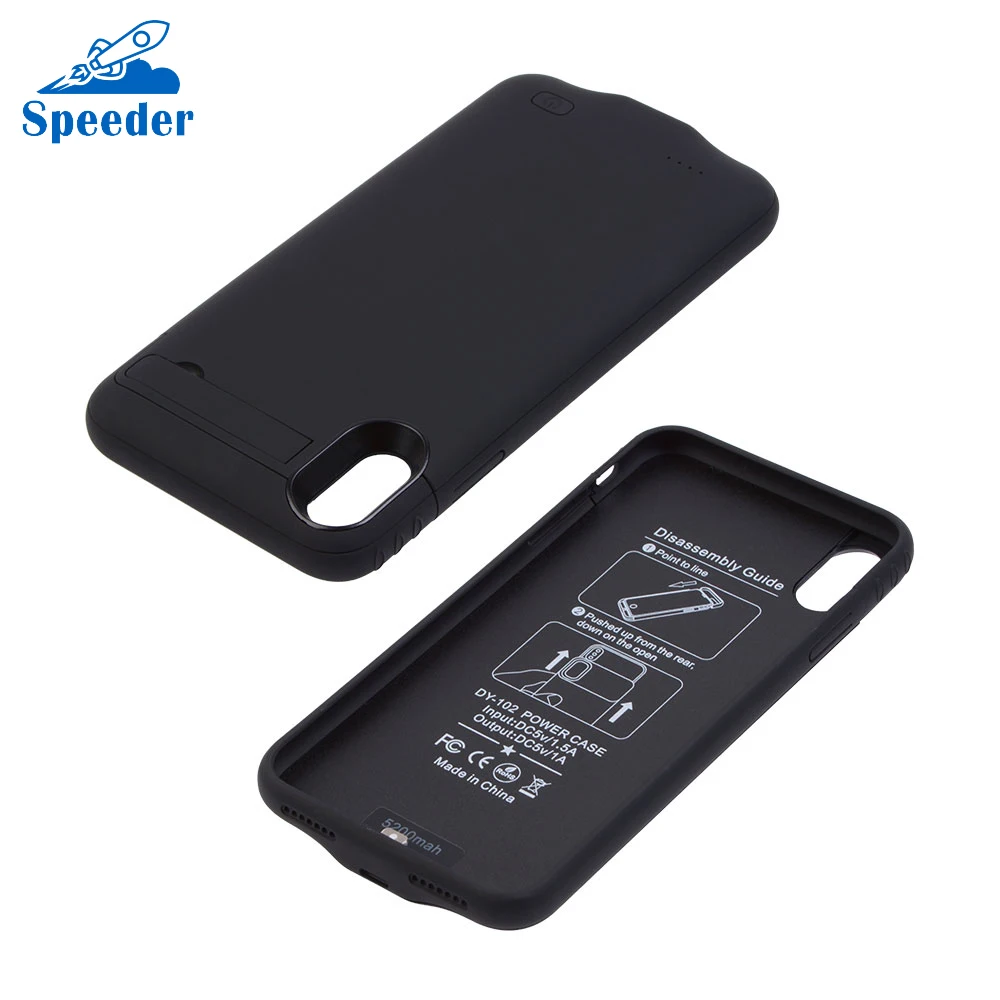 

5200mAh Slim Battery Wireless Charger Case With Kickstand Quick Charging For iPhone XS Max With LED Display