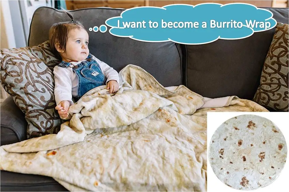 

Tortilla Blanket Letter Printing Rug Round Burrito Small Carpet for Office Home Camping Picnic Outdoor Blanket