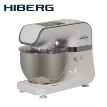 Планетарный миксер HIBERG MP 1040 DW, 4 литра чаша из нержавеющей стали, 6 режимов, мощность 1000 Вт,венчик из нержавеющей стали; крюк для замешивания теста, лопатка для перемешивания