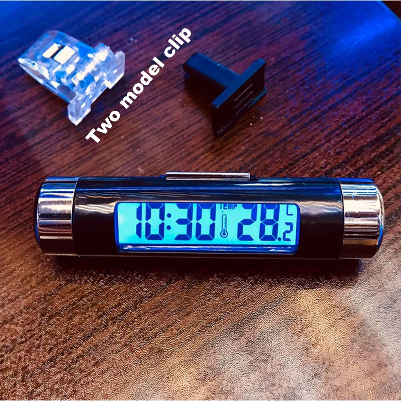 

New 3 in1 Car Auto LCD Clip-on Digital Temperature Thermometer Clock Calendar Automotive luminous night Clock Car Accessories