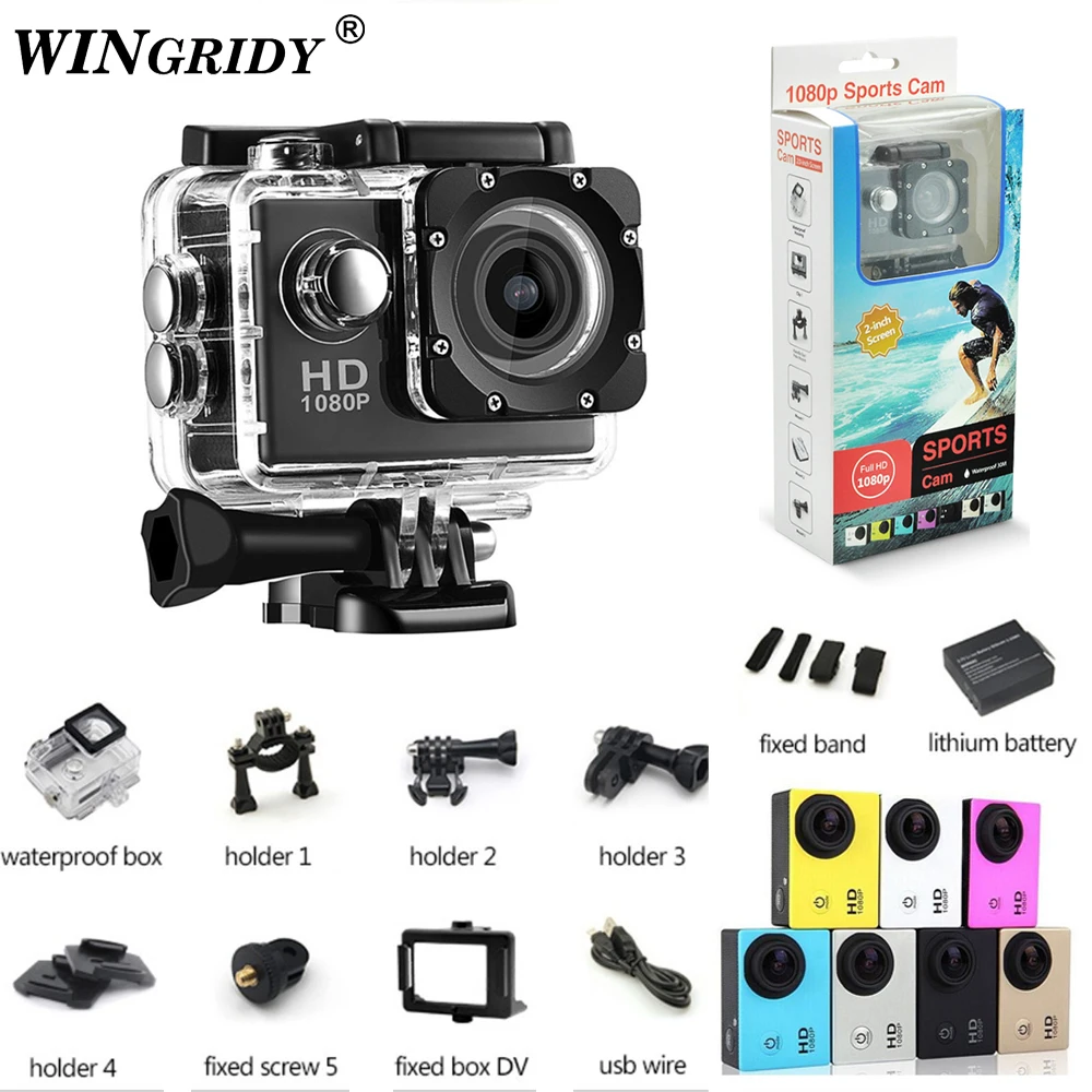 

Waterproof 30m Mini Camera Full HD 1080P Action Sport Camcorder Outdoor gopro style 2" Screen Cam Recorder DV resistant 30fps