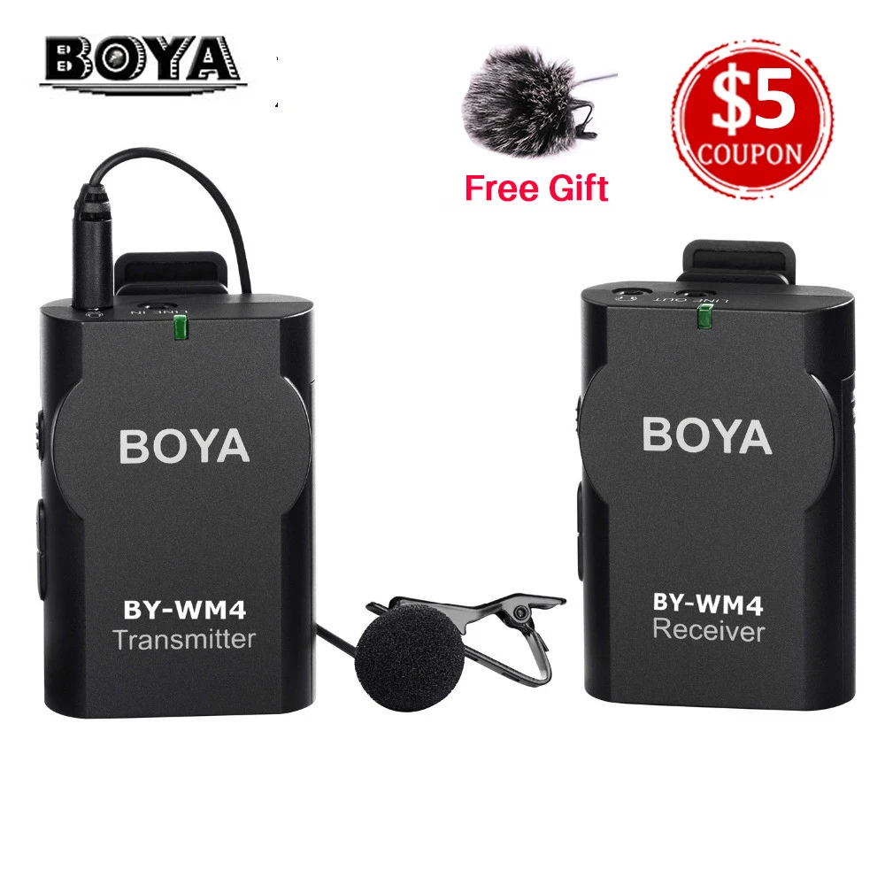 BOYA BY-WM4 Беспроводная система микрофона Lavalier для видеокамеры iphone android смартфон Canon