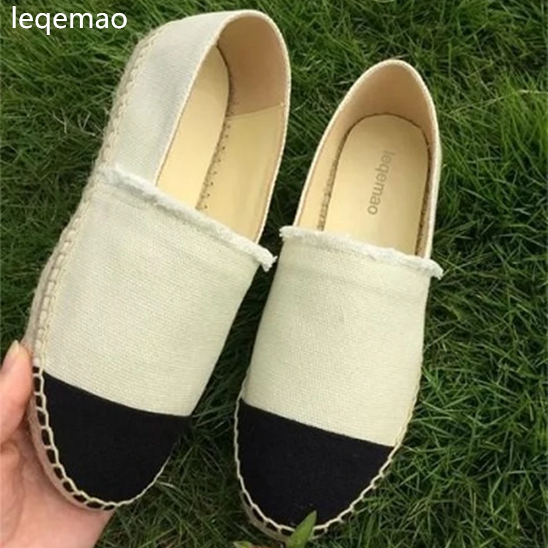 New Fashion Brand High Quality Breathable Minimalist Thick Sole Women Flats Canvas Espadrilles Casual Loafers Shoes Size 34-42