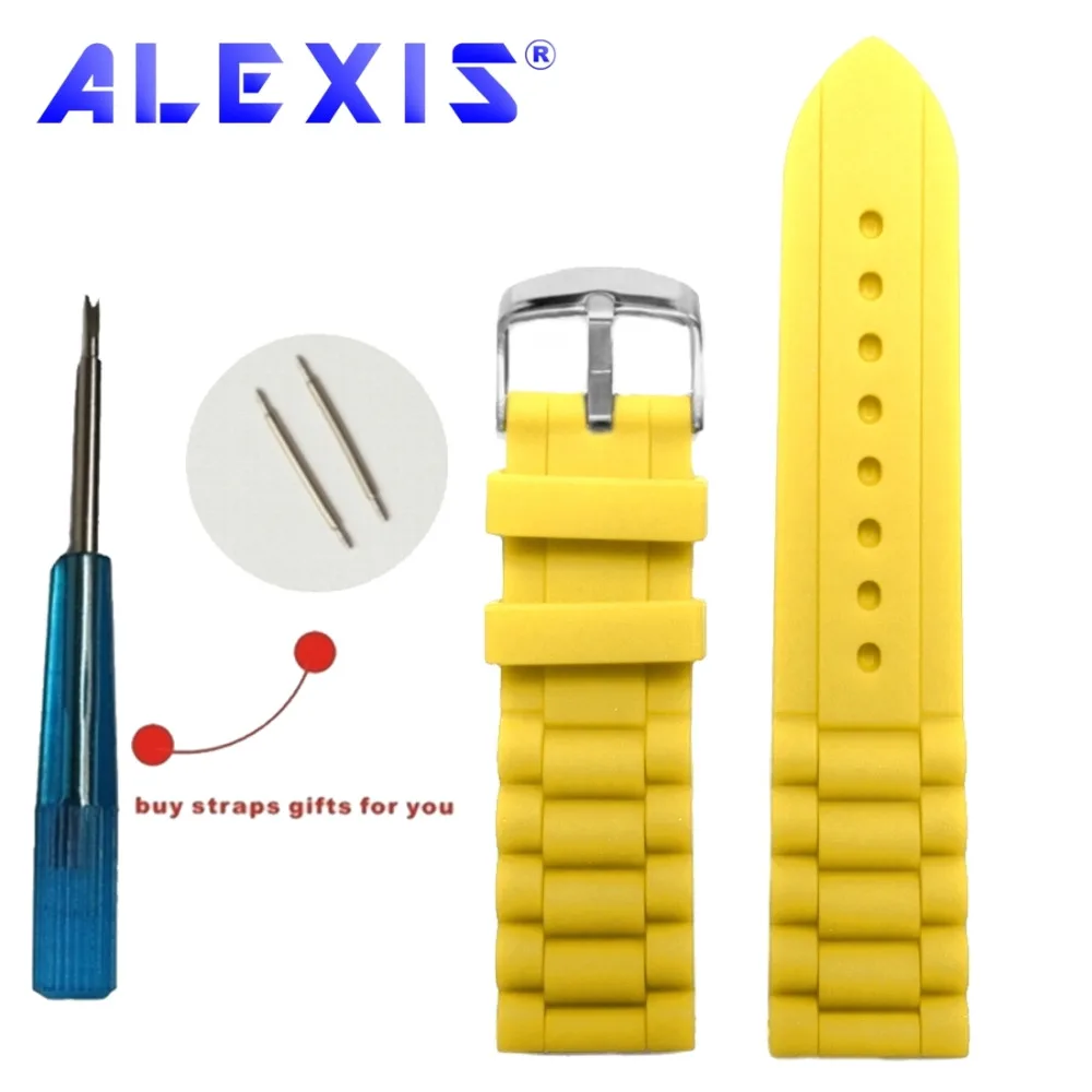 

24mm Fresh Yellow Silicone Jelly Rubber Ladies Watch Band Straps WB1002C24JB
