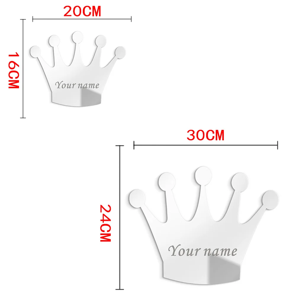 3 мм индивидуальное акриловое зеркало принцессы на заказ Королевская корона Свадебная Корона декоративные зеркальные наклейки с самоклеящимися вечерние украшения