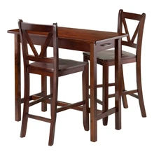 3-Pc Kitchen Island Table with 2 V-Back Stool