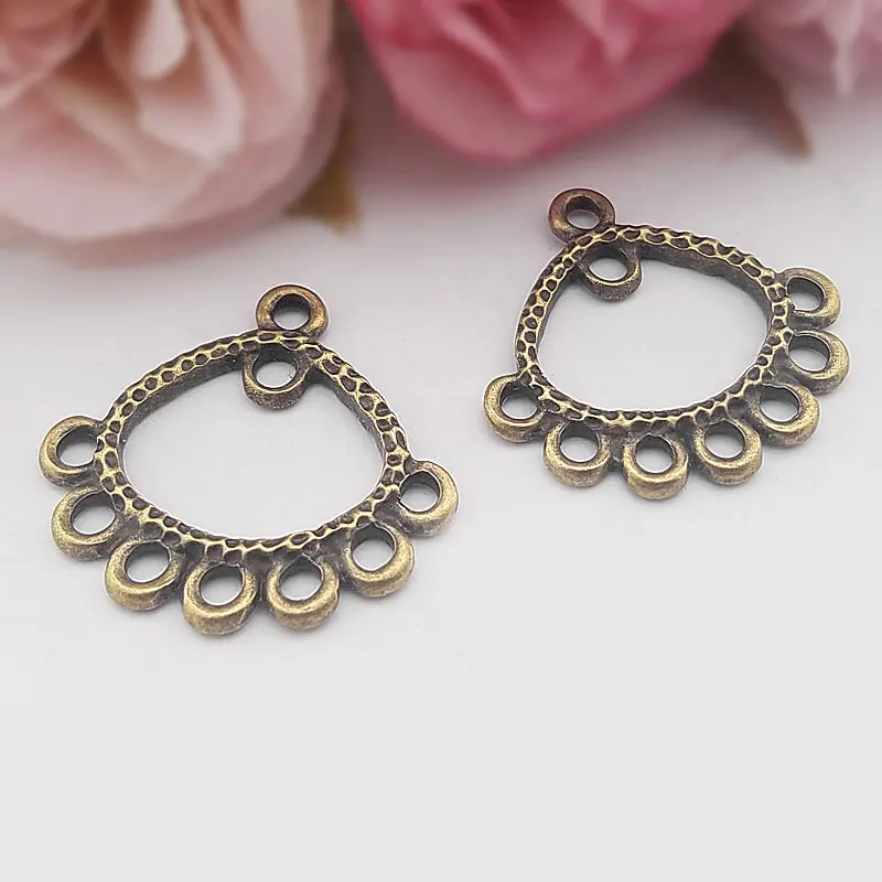 20PCS 28*30MM Antique Bronze Zinc Alloy Earrings Connector Charms Diy