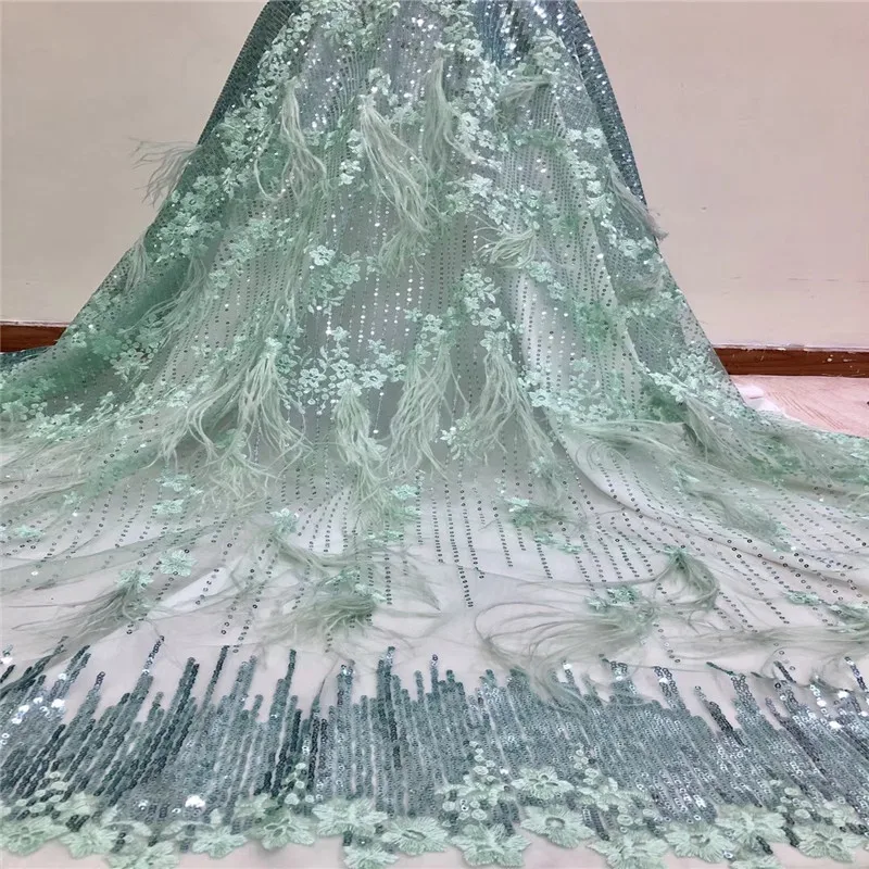 

Beautiful Design Sequins Embroidered Mesh Lace Fabric For Women Party Dress Lace African Green Sequins Guipure Net Lace Material