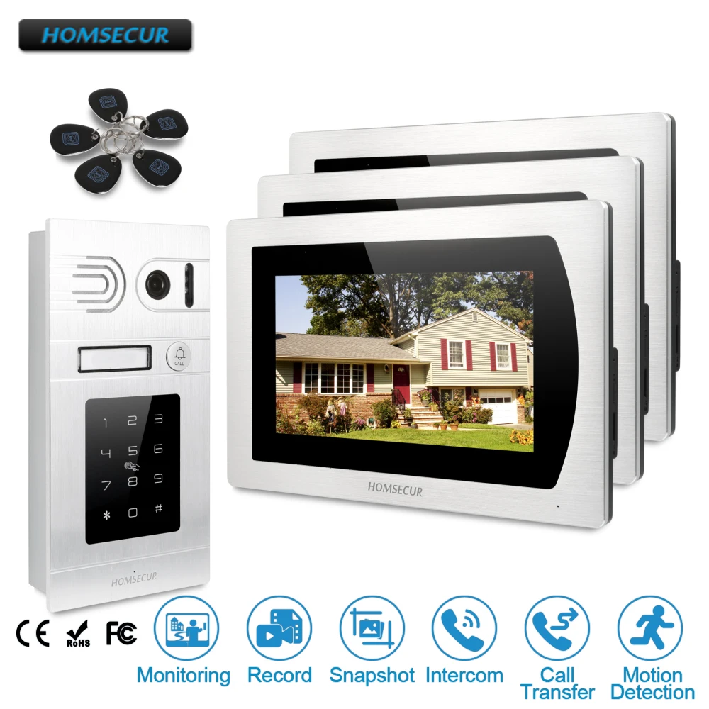 

HOMSECUR 7" Wired Video Door Entry Phone Call System+Silver Camera for Apartment BC071-S +BM717-S
