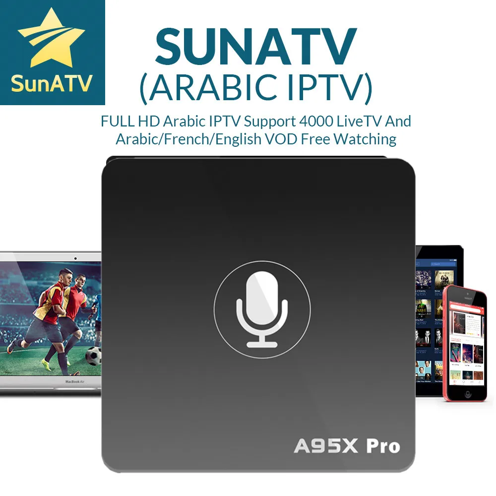 

A95X Pro Voice Control 1 Year French IPTV box SUNATV/Netflix configured Arabic IPTV Europe iptv French Set top box smart box