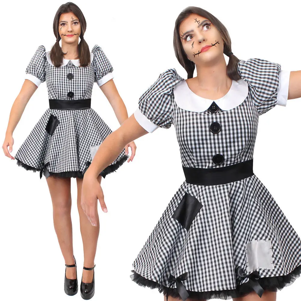 

ADULT LADIES BROKEN DOLL COSTUME HALLOWEEN PARTY HORROR FANCY DRESS OUTFIT