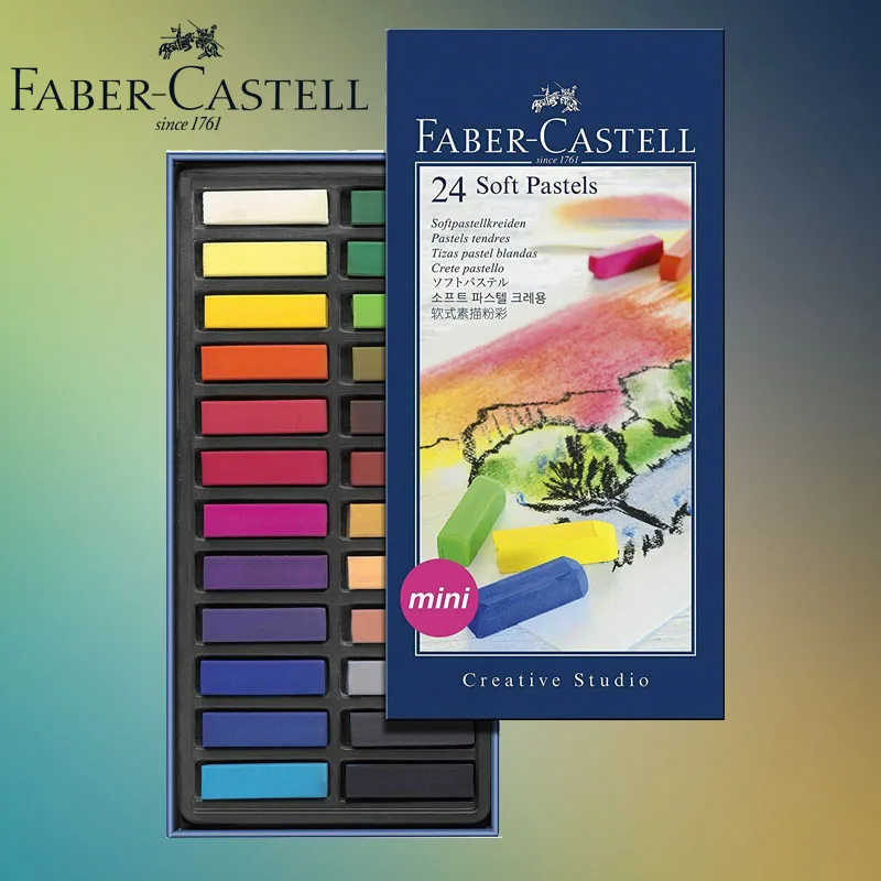 

Original Faber Castell Cardboard Box 24 Soft Pastel Sticks Set Art Drawing For Student Color Crayon Brush Stationery Supplies