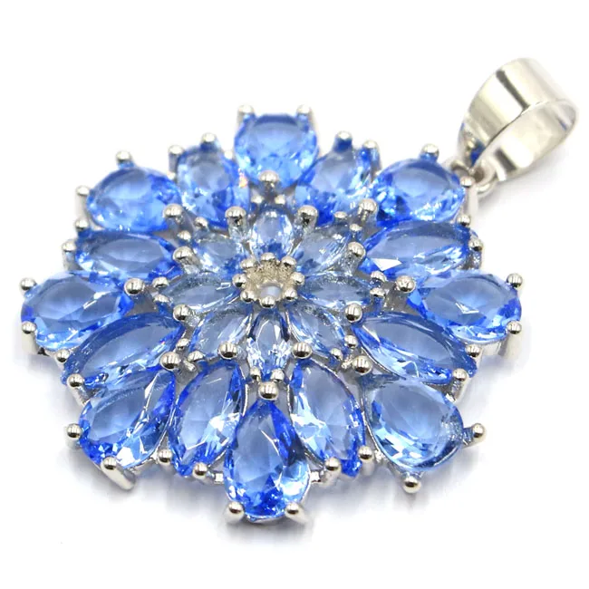 

SheCrown Rich Blue Violet Tanzanite Star Shape Ladies Gift 925 Silver Pendant 39x30mm