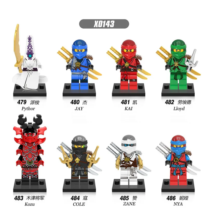 

Single Sale legoings ninjagoes figures Motorcycle Jay Lloyd Nya Skylor Sensei Wu Zane Building Blocks Bricks toys for children