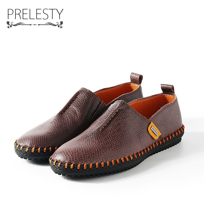 Prelesty Autumn Stylish High Quality Genuine Leather Men Loafers Slip-On Casual Shoes Man Luxury Brand Men's Driving Shoe
