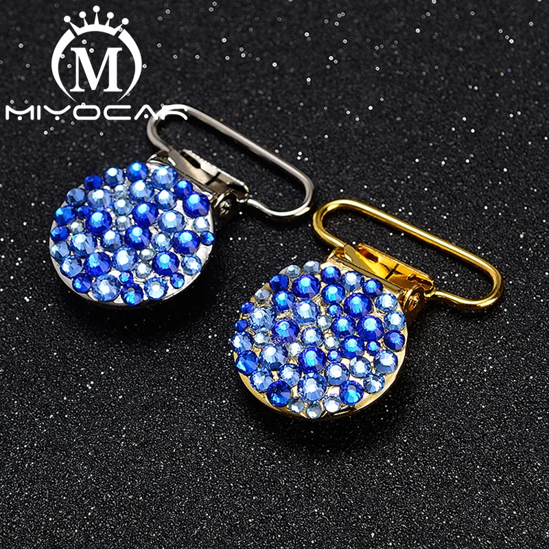 

MIYOCAR 10pcs/lot bling blue round shape gold sliver pacifier clip dummy clip pacifier holder good quality SP027