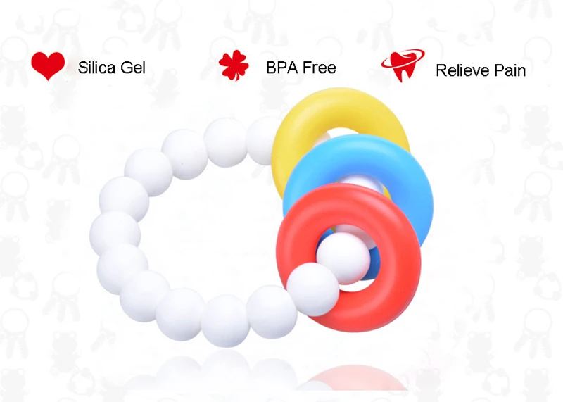 Colorful Baby Chewy Teething Toys Bell Ring Teether Toddlers Organic Infants Training Sensory Toothbrushes  (8)
