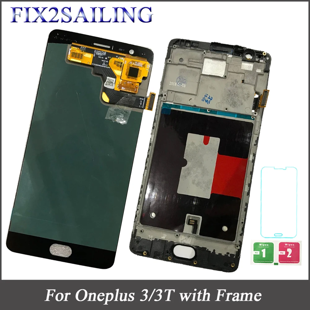 

FIX2SAILING Oneplus 3 LCD Display Touch Screen Digitizer LCD Screen With Frame For Oneplus3 3T A3010 A3003 A3000