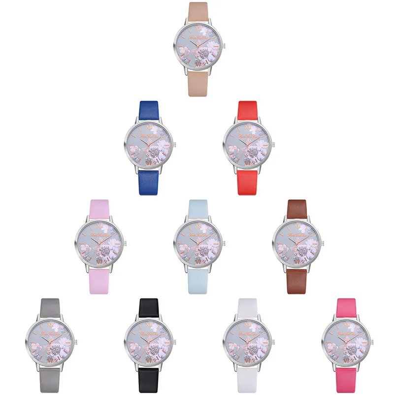 Newly women watches bracelet watch ladies Printed Flower Causal Quartz Analog Wrist Watches clock time Relogio Masculino S21 (8)