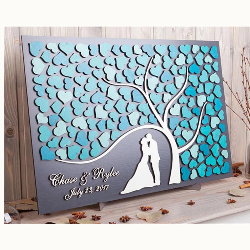 Personalized guestbook Tree of hearts Wedding Alternative Tree Guest