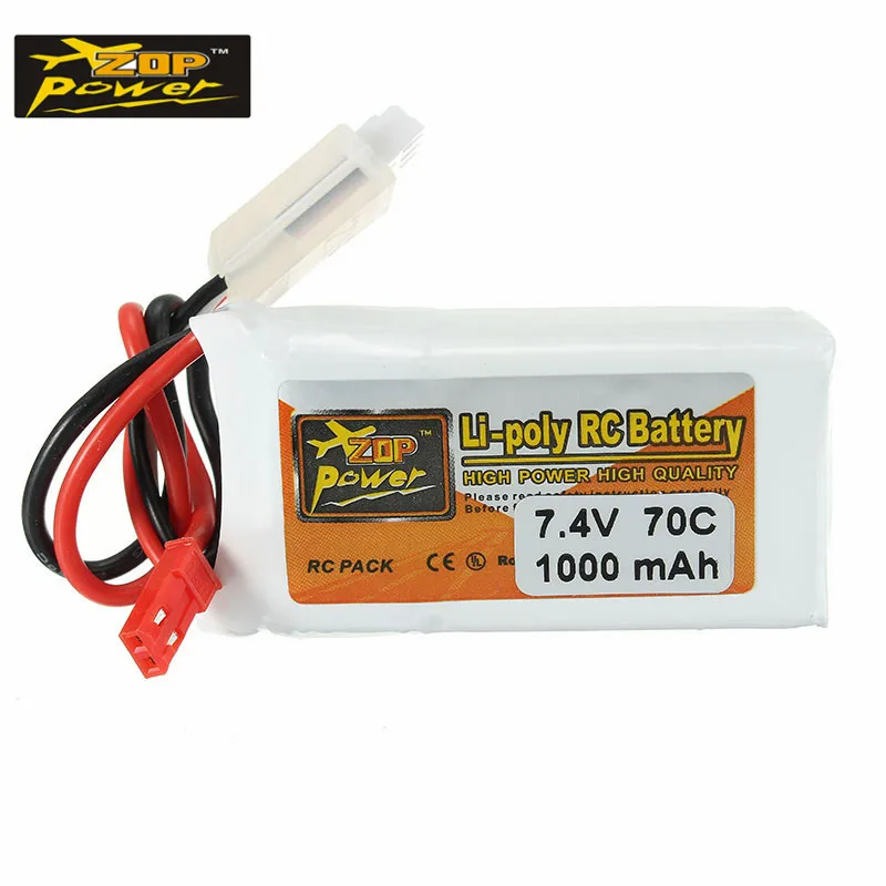 Высокое качество ZOP Мощность 7,4 V 1000 mAh 70C JST разъем провода разъём для LiPo батарей перезаряжаемый аккумулятор для игрушки на радиоуправлении, модели аксессуары