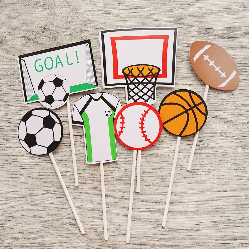 

5pcs Cake Adorn Cupcake Toothpick Toppers Sport style Football Series Cake Decorations for Party Dessert ornaments Free ship