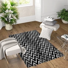 Черный белый волнистые линии геометрические 3d шаблон печати нескользящие микрофибры гостиной декоративный современный моющийся коврик