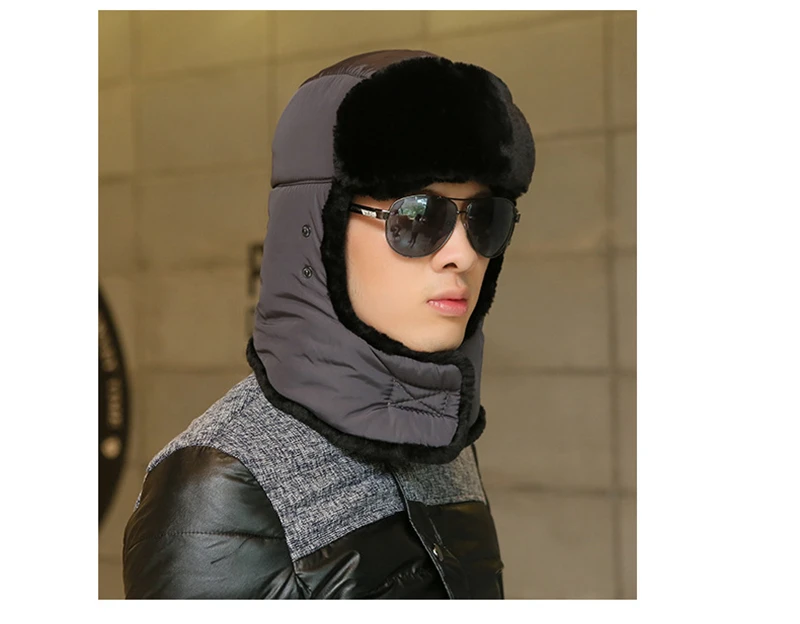 bomber crew beanie hat with full face covering 2019 new popular Bomber Hats men's winter hat with ear flaps outdoor cold warm skiing men winter hat warm hat earmuffs and mask thermal aviator bomber winter hat