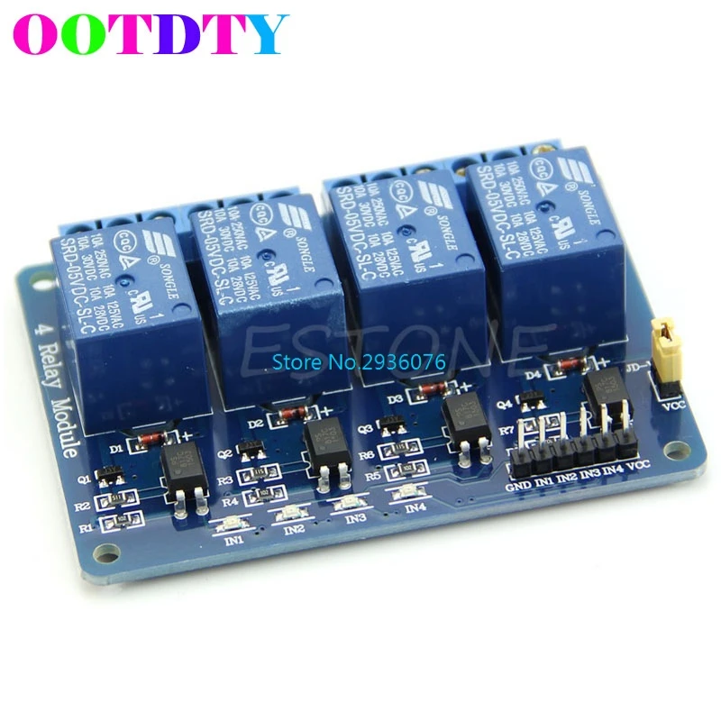 

5V DC 4 Channel Relay Module with Optocoupler For PIC/AVR/51 for Arduino Single Chip APR12_30