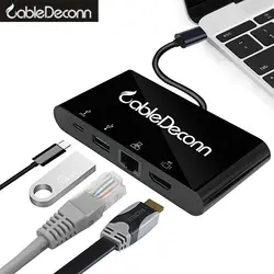 Thunderbolt 3 док-станции USB hub usb3.1 type-c hdmi rj45 usb3.0 кабель-адаптер конвертер для 2017 macbook pro Dell XPS asus