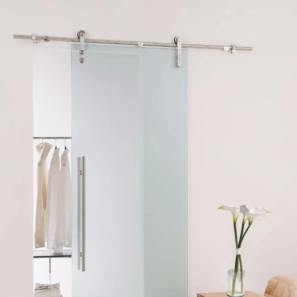 6.6ft Euro Stainless Steel Glass Sliding Door Hardware Kitsin Slides